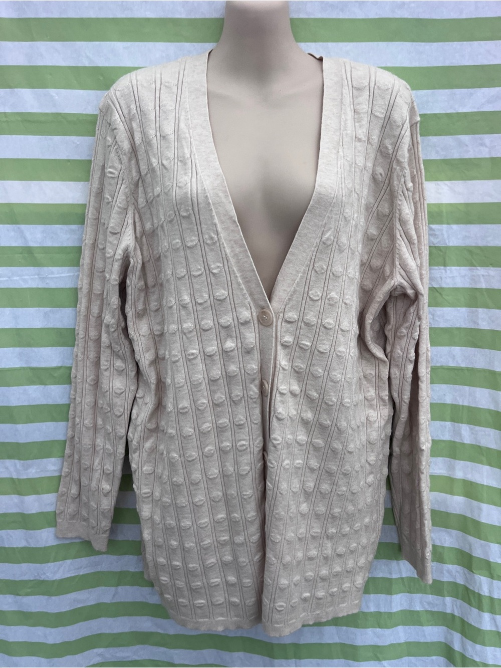 Joseph A Cream Button-Front Textured Cardigan